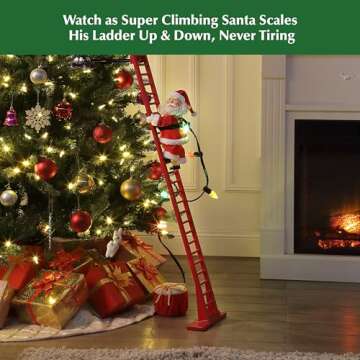 Mr. Christmas Super Climber Musical Animated Indoor, Plastic, Christmas Decoration, 42 Inches, White Santa