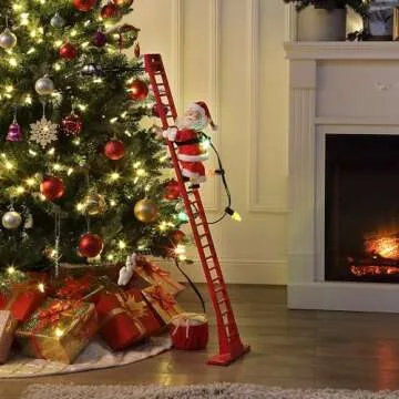 Mr. Christmas Super Climber Musical Animated Indoor, Plastic, Christmas Decoration, 42 Inches, White Santa