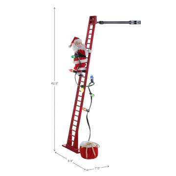 Mr. Christmas Super Climber Musical Animated Indoor, Plastic, Christmas Decoration, 42 Inches, White Santa