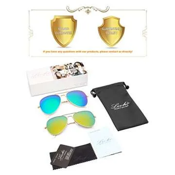 livho Sunglasses for Men Women Aviator Polarized Metal Mirror UV 400 Lens Protection (Gold Purple & Gold Green)