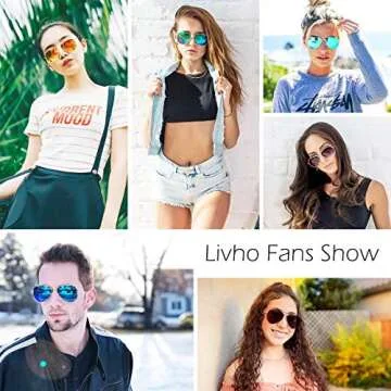 livho Sunglasses for Men Women Aviator Polarized Metal Mirror UV 400 Lens Protection (Gold Purple & Gold Green)