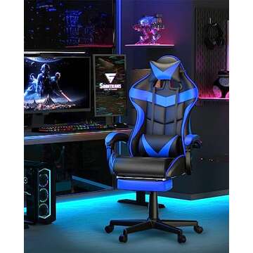 Soontrans Gaming Chair with Footrest,Gaming Computer Chair, Office Gaming Chair Ergonomic Gamer Chai...
