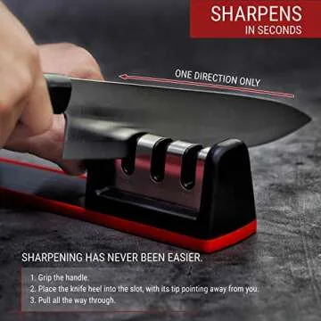 Cubikook Kitchen Knife Sharpener - Complete 3-stage Knife Sharpener CS-T01 with Diamond Dust Rods, Sturdy Design, Non-slip Base Pat, Easy and Safe to Use, Fast and Effective Manual Sharpening Tool