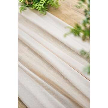 Ling's Moment 14Ft Nude Sheer Chiffon Like Table Runner with Silver Sparkle for Rustic Boho Wedding Party Bridal Baby Shower Decorations Birthday Party