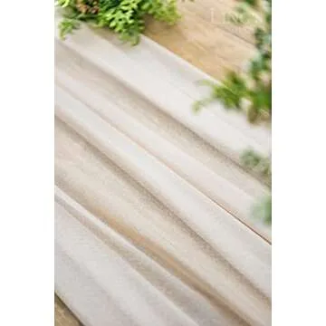 Ling's Moment 14Ft Nude Sheer Chiffon Like Table Runner with Silver Sparkle for Rustic Boho Wedding Party Bridal Baby Shower Decorations Birthday Party