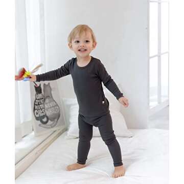 AVAUMA Baby Boys Girls Pajama Set Kids Toddler Snug fit Ribbed Sleepwear pjs for Daily Life Style (M/Charcoal(L))