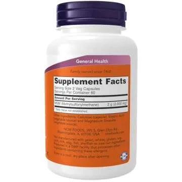 NOW Foods Supplements, MSM (Methylsulfonylmethane) 1,000 mg, Joint Health*, 120 Veg Capsules