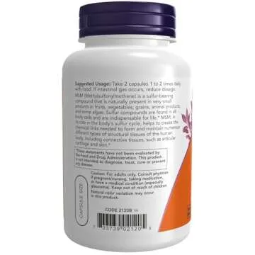 NOW Foods MSM 1,000 mg Vegan Capsules for Joint Health