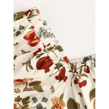 CIDER Plus Size Midi Dress Summer Fruit Patterned Square Neck Puff Sleeve Boho Vacation Casual Midi ...