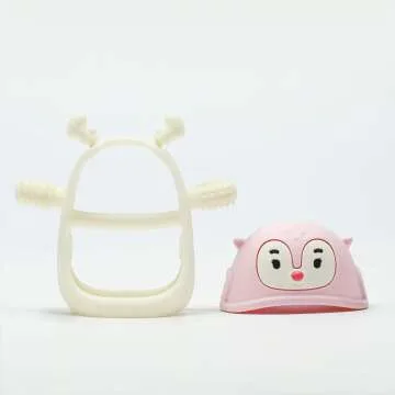 Penguin & Reindeer Teething Buddy Set - Light Pink