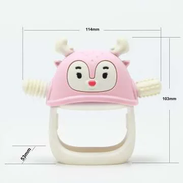 Penguin & Reindeer Teething Buddy Set - Light Pink