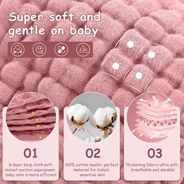 Looxii Muslin Burp Cloths 100% Cotton Muslin Cloths Large 20''x10'' Extra Soft and Absorbent 6 Pack Baby Burping Cloth for Boys and Girls (Bean Paste)