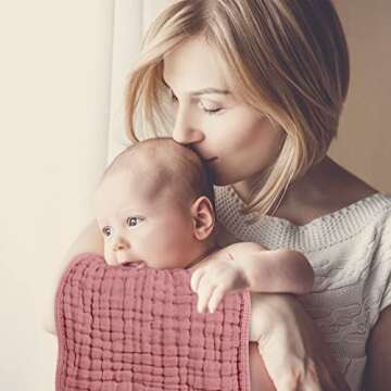 Looxii Muslin Burp Cloths 100% Cotton Muslin Cloths Large 20''x10'' Extra Soft and Absorbent 6 Pack Baby Burping Cloth for Boys and Girls (Bean Paste)