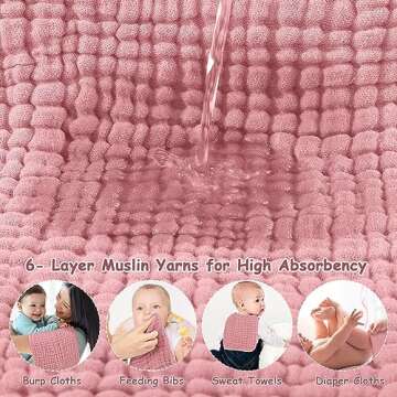 Looxii Muslin Burp Cloths 100% Cotton Muslin Cloths Large 20''x10'' Extra Soft and Absorbent 6 Pack Baby Burping Cloth for Boys and Girls (Bean Paste)