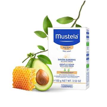 Mustela Baby Gentle Soap - Bar Soap for Dry Skin - with Natural Avocado, Cold Cream, Beeswax & Shea Butter - 3.52 oz. - 2-Pack