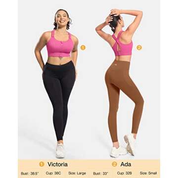 VFUS Sports Bras Adjustable Zip Front High Impact for Women Full Coverage Removable Padded Workout R...