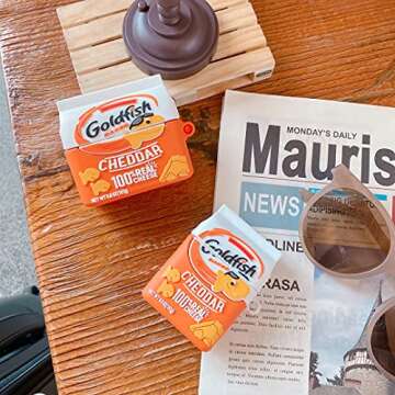 Oqplog for AirPod 2/1 Case Food Design Cover for AirPods Silicone Cases Air Pods Cute Funny Cartoon 3D Kawaii Fun Soft Designer Unique Fashion Cool Pretty for Girls Boys Teen Girly (Gold Fish Cookie)