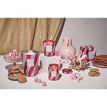Voluspa Crushed Candy Cane Candle | Classic Boxed Candle | 6.5 Ounces | 40 Hour Burn Time |Coconut Wax for Clean Burning | Non-Toxic