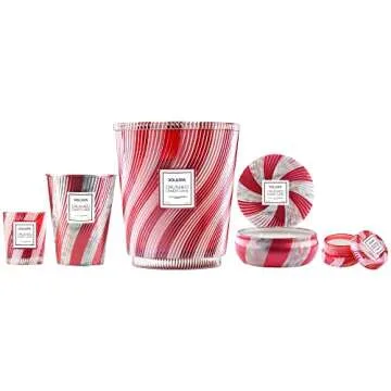 Voluspa Crushed Candy Cane Candle | Classic Boxed Candle | 6.5 Ounces | 40 Hour Burn Time |Coconut Wax for Clean Burning | Non-Toxic