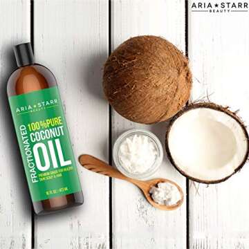 Aria Starr Fractionated Coconut Oil (16 OZ Pump) Carrier Oil For Essential Oils, 100% Pure Liquid Natural Odorless Moisturizer For Hair Skin Body, Aromatherapy, Massage, Makeup Remover