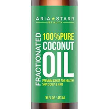 Aria Starr Fractionated Coconut Oil (16 OZ Pump) Carrier Oil For Essential Oils, 100% Pure Liquid Natural Odorless Moisturizer For Hair Skin Body, Aromatherapy, Massage, Makeup Remover