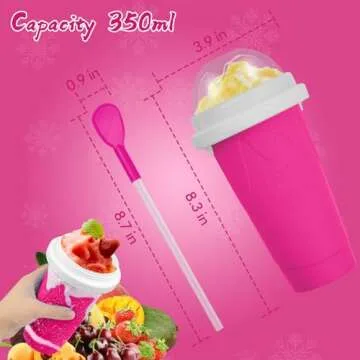 Slushie Maker Cup, Magic Quick Frozen Smoothies Cup for Homemade Milk Shake Ice Cream Maker, Cooling Cup, Double Layer Squeeze Slushy Maker Cup, Birthday Gifts for Friends,Family(Pink)