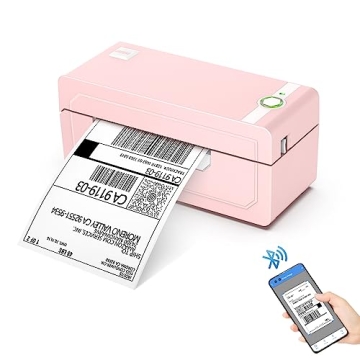 JADENS Bluetooth Thermal Label Printer 4x6, Pink Wireless Shipping Label Printer for Small Business ...