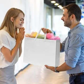 Prime Line Packaging Large White Gift Bags - 25 Pack