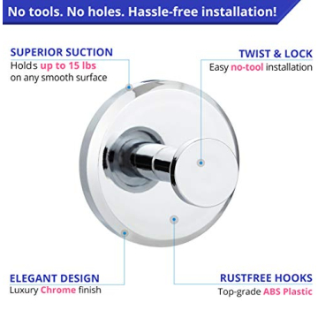 HOME SO Chrome Suction Hooks – Stylish & Strong 4-Pack