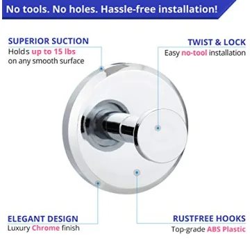 HOME SO Chrome Suction Hooks – Stylish & Strong 4-Pack