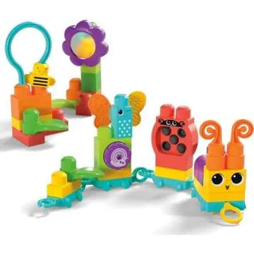Mega BLOKS Fisher-Price Toddler Building Blocks Toy Set, Move ‘n Groove Caterpillar Train with 24 Pieces, Ages 1+ Years