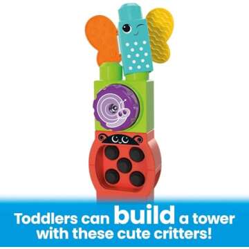 Mega BLOKS Fisher-Price Toddler Building Blocks Toy Set, Move ‘n Groove Caterpillar Train with 24 Pieces, Ages 1+ Years