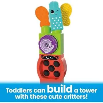 Mega BLOKS Fisher-Price Toddler Building Blocks Toy Set, Move ‘n Groove Caterpillar Train with 24 Pieces, Ages 1+ Years