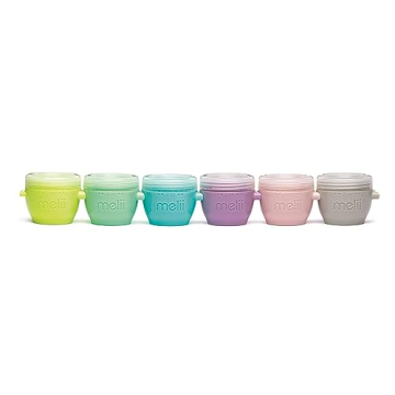 melii Snap & Go Baby Food Storage Containers - 6 Pack, Multicolored 2 oz Stackable Snack Containers,...