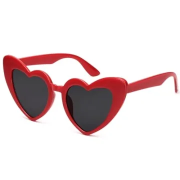 LIKSMU Heart Sunglasses for Women – Trendy Cat Eye Love Shaped Shades, Retro Cute Sunglasses for P...