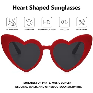 LIKSMU Heart Sunglasses Trendy Cat Eye Sun Shades