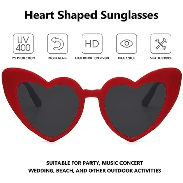 LIKSMU Heart Sunglasses Trendy Cat Eye Sun Shades
