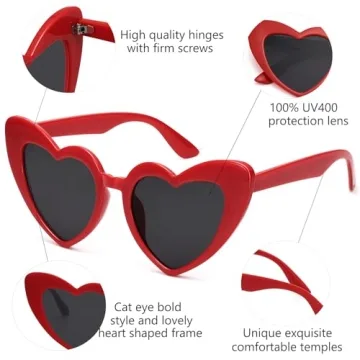 LIKSMU Heart Sunglasses Trendy Cat Eye Sun Shades