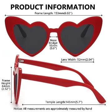 LIKSMU Heart Sunglasses Trendy Cat Eye Sun Shades