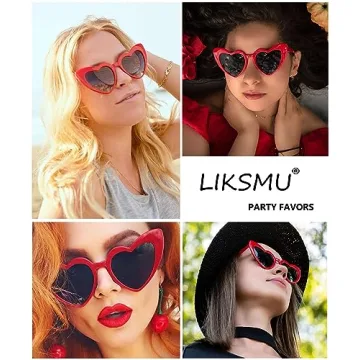 LIKSMU Heart Sunglasses Trendy Cat Eye Sun Shades
