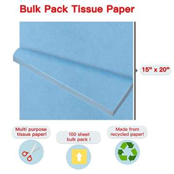 RUSPEPA Sky Blue Gift Wrapping Tissue Paper - 100 Sheets