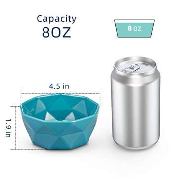 Porcelain Ramekins Dessert Bowls - 8 Ounce Ceramic Oven Safe Geometric Bowl for Baking Creme Brulee ...