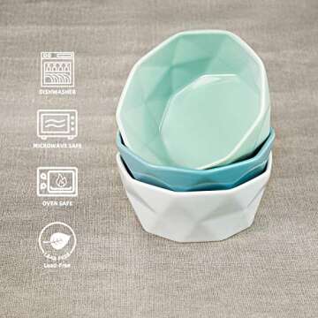 Porcelain Ramekins Dessert Bowls - 8 Ounce Set of 6