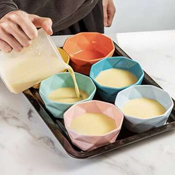 Porcelain Ramekins Dessert Bowls - 8 Ounce Set of 6
