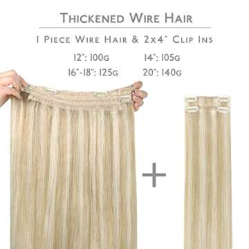 WENNALIFE Wire Hair Extensions (Increase 50% Lifespan) Real Human Hair 20 inch 140g Dirty Blonde Hig...