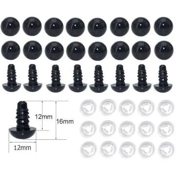ARTCXC 50Pcs Black Safety Eyes for Doll and Craft