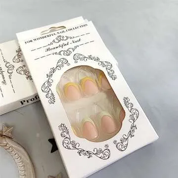 Summer Press on Nails,Short Almond False Nails Kit,Multicolor French Tip Fake Nails,Glossy Acrylic Artificial Nails for Women Daily Wear,Reusable Full Cover Stick on Nails Natural Glue on Nails 24Pcs