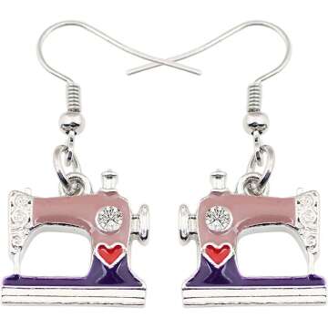 NEWEI Cute Sewing Machine Earrings - Stylish Jewelry for Craft Lovers