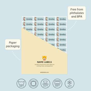 TeddyLabels Personalized Name Labels for Kids (120)