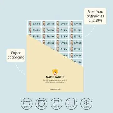 TeddyLabels Personalized Name Labels for Kids (120)